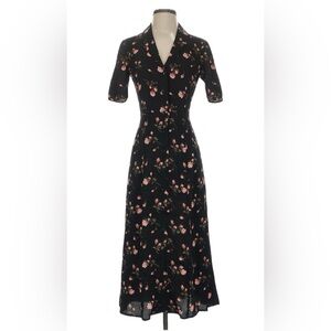 Reformation Black Dress with Pink Floral Design